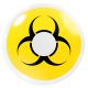 Das Produktfoto zeigt unsere Crazy gelbe Farbige Kontaktlinse Biohazard in einem echten Auge