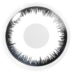 Das Produktfoto zeigt unsere Crazy weisse Farbige Kontaktlinse Lunatic in einem echten Auge