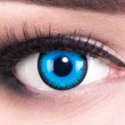 Das Produktfoto zeigt unsere Crazy blaue Farbige Kontaktlinse Alper in einem echten Auge