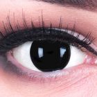Das Produktfoto zeigt unsere Crazy schwarze Farbige Kontaktlinse Blind Black in einem echten Auge