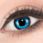Das Produktfoto zeigt unsere Crazy blaue Farbige Kontaktlinse Blue Crystal in einem echten Auge