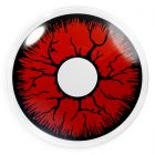 Das Produktfoto zeigt unsere Crazy rote Farbige Kontaktlinse Metatron in einem echten Auge