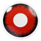 Das Produktfoto zeigt unsere Crazy rote Farbige Kontaktlinse Red Lunatic in einem echten Auge