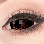 Das Foto zeigt unsere neue Braune Schwarze Sclera Kontaktlinse Amunet für Halloween und Fasching