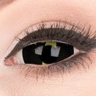 Das Foto zeigt unsere neue Gelbe Schwarze Sclera Kontaktlinse Backlash für Halloween und Fasching