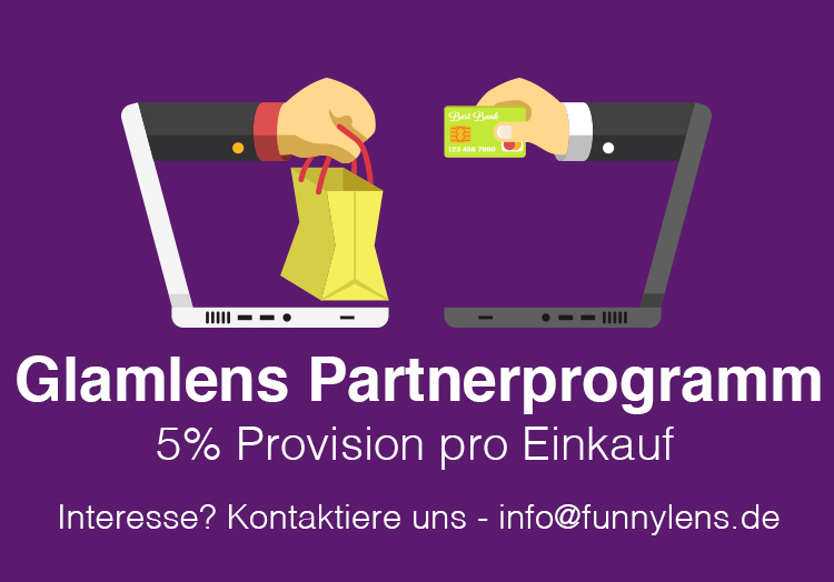 Glamlens bzw. Funnylens Partnerprogramm, verdiene bis zu 5% Provision pro Einkauf