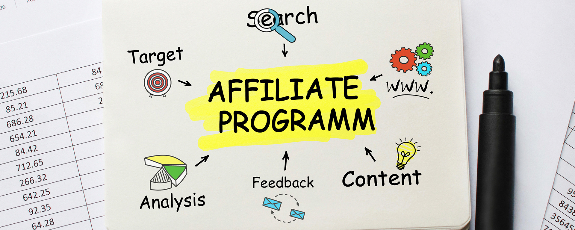 Das Foto zeigt, eine kleine Übersicht unseres Affiliate Programms